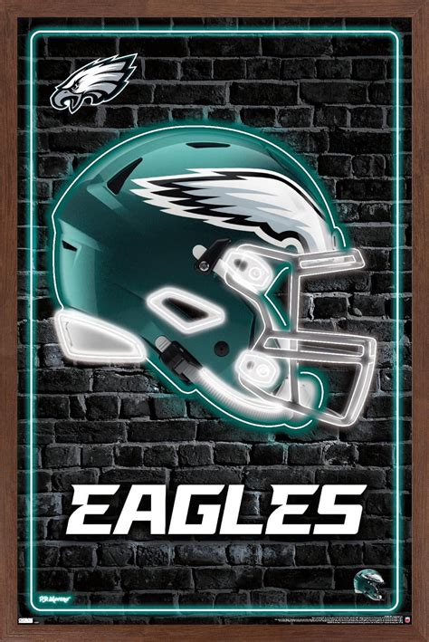 NFL Philadelphia Eagles Neon Helmet 23 Wall Poster 22 375 X 34