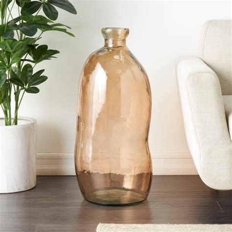 Litton Lane 29 In Brown Spanish Bottle Recycled Glass Decorative Vase