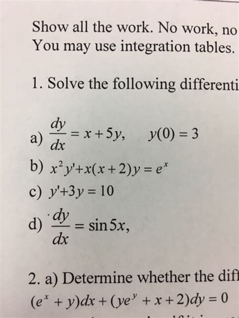 Solved Solve The Following Differential Dy Dx X 5y