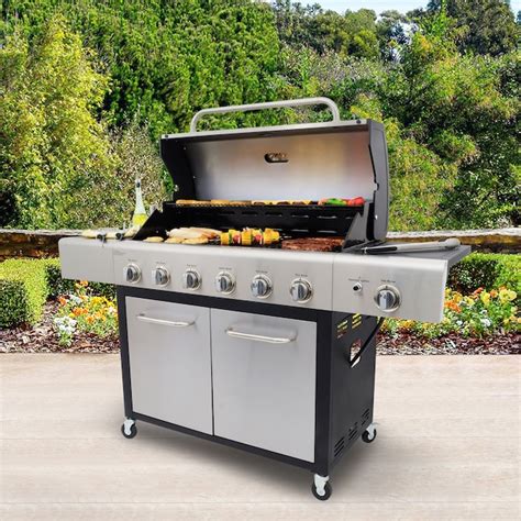 Kenmore Stainless Steel 6 Burner Liquid Propane Gas Grill With 1 Side Burner In The Gas Grills