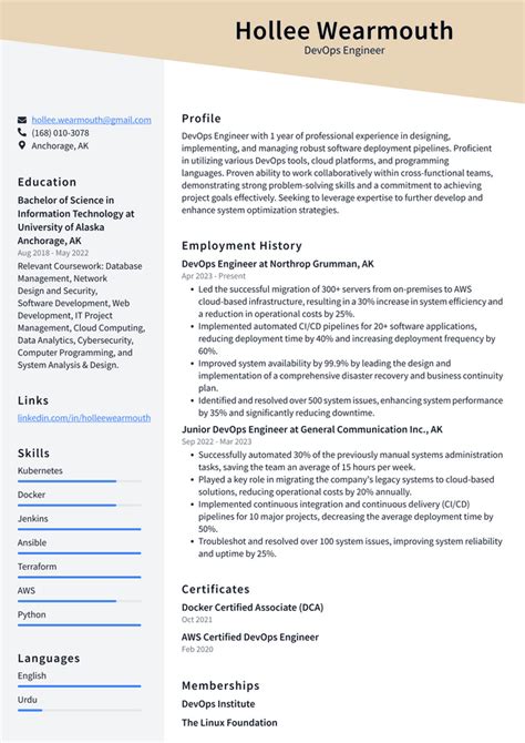 Linkedin Devops Engineer Resume Examples Resumecat