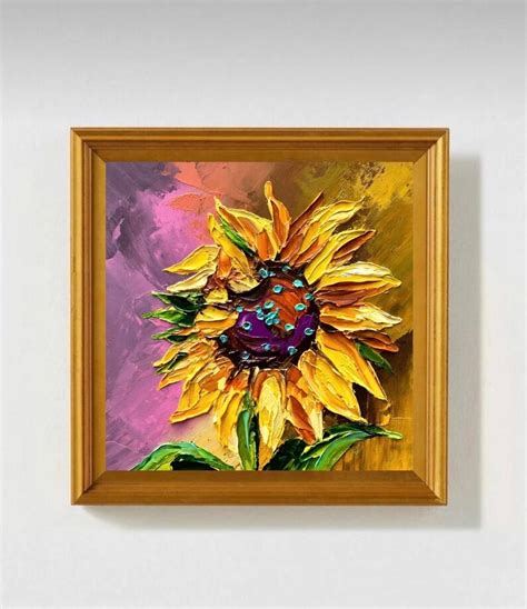 Sunflower Original Oil Painting Blooming Sunflower Artwork Etsy