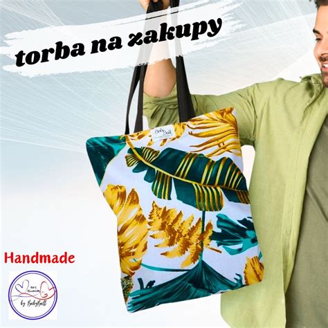 Torba na zakupy bawełniana siatka kolorowa shopperka HANDMADE