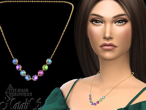 The Sims Resource Multicolor Crystals Medium Necklace