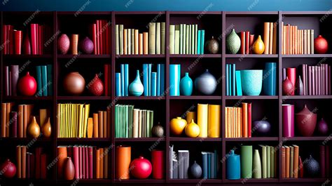 Premium AI Image | Bookshelf with colorful rainbow folders Wallpaper ...