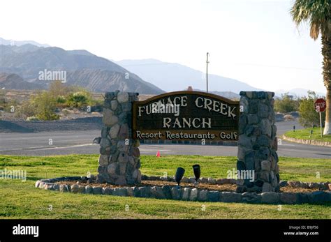 Entry to Furnace Creek Ranch, holiday resort at Death Valley National ...