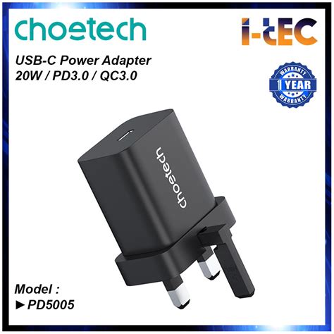 Choetech Pd5005 Usb C 20w Power Adapter Support Pd30 Qc30 Shopee