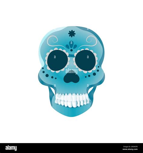 Day Of The Dead Skull Blue Vector Muerte Vector Illustration Dia De Los Muertos Stock Vector