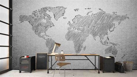 Brick World Map Wallpaper | For Walls | About Murals