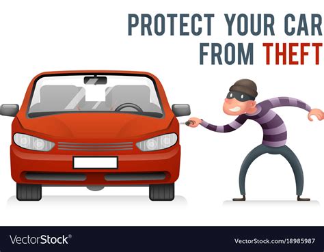 Automobile Car Steal Burglar Robber Thief Robbery Vector Image