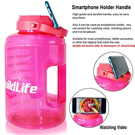 BuildLife Gallon Water Bottle With Straw Motivational Time Marker BPA