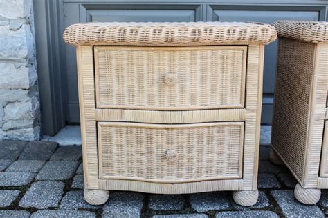 Natural Finish Wicker Nightstands | EBTH