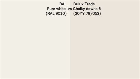 Ral Pure White Ral 9010 Vs Dulux Trade Chalky Downs 6 30yy 79053 Side By Side Comparison