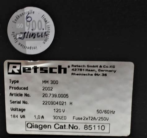 Retsch Mm Tissuelyser Mixer Mill