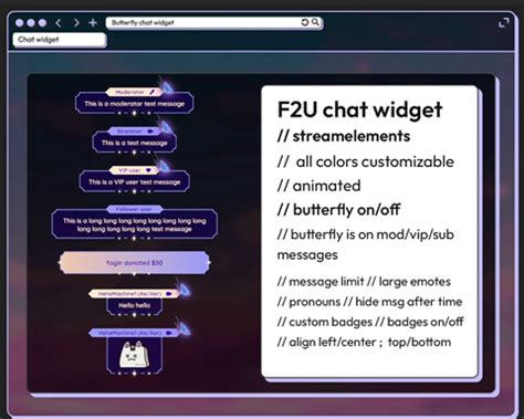 F2U Butterfly Chat Widget With Alerts Streamelements Milaeshop S Ko