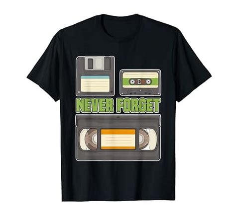 Never Forget Vintage Floppy Disk Vhs Tape 90s 80s Cassette Tshirt