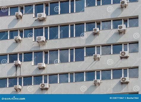 Lots Of Air Conditioners On The Wall Of The Building Stock Image