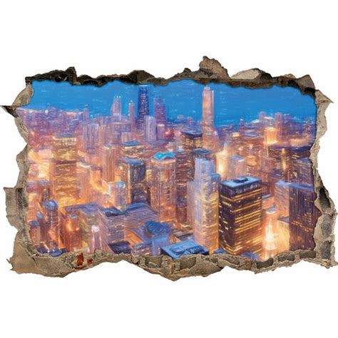 East Urban Home Wandtattoo Luftaufnahme Von Chicago Bei Nacht Wayfair De