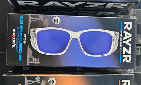 Maxisafe Rayzr Safety Glasses Clear Frame Blue Mirror Polarised Applied Building Products