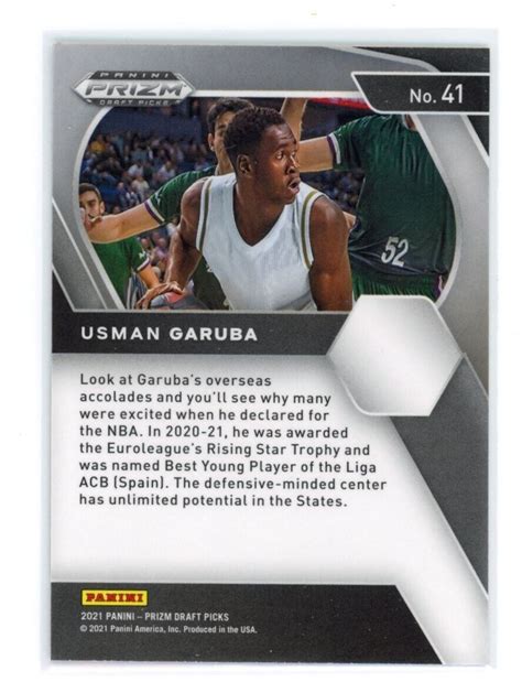 2021 22 Panini Prizm Draft Picks USMAN GARUBA RC ROOKIE Card No 41