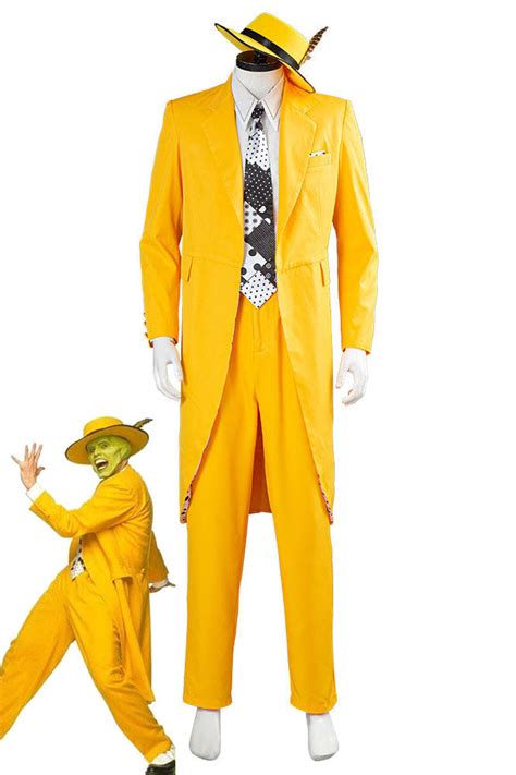 The Mask Jim Carrey Yellow Suit Cosplay Costume Nalagila