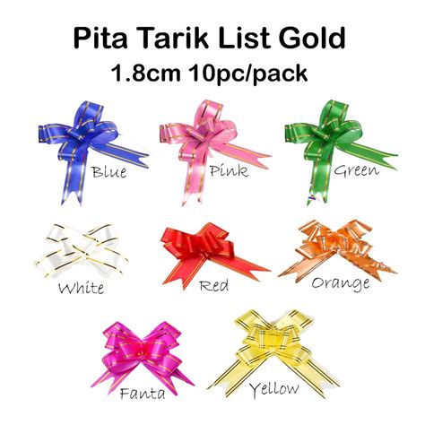 Jual Pita Tarik List Gold 1 8cm 10pcs Pita Kado Hadiah Gift