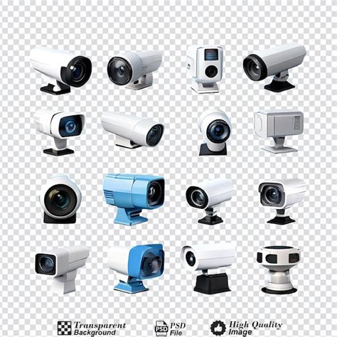 Premium Psd Collection Set Of Cctv Cameras Isolated On Transparent