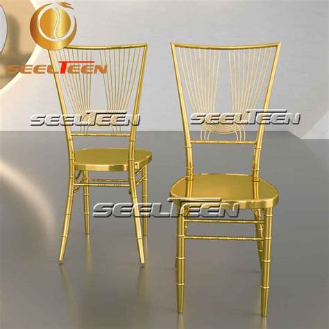 Gold Wedding Chair Cross Back For Hotel Dining Seelteen