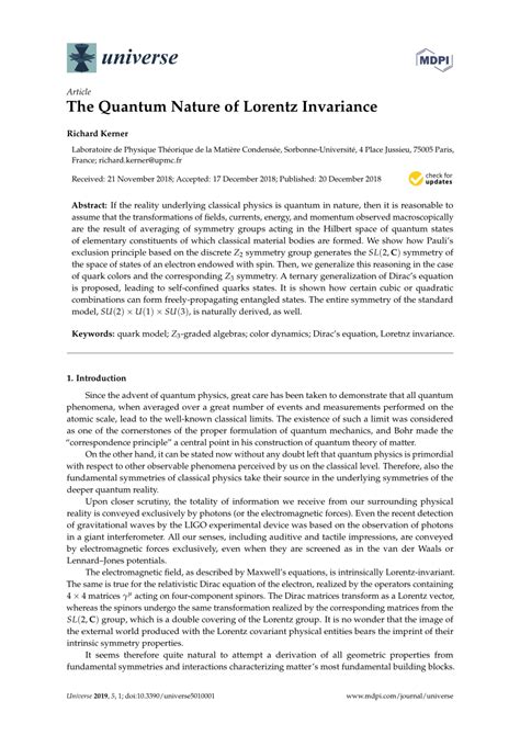 (PDF) The Quantum Nature of Lorentz Invariance