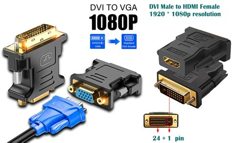 Herfair Dvi To Hdmi Adapter 2 Packs Bidirectional Hdmi To Dvi D Adapter