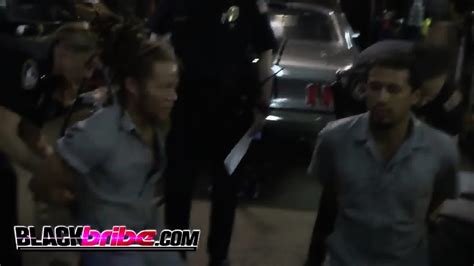 Busty Brunette Cop Gets Long Black Rod In Garage