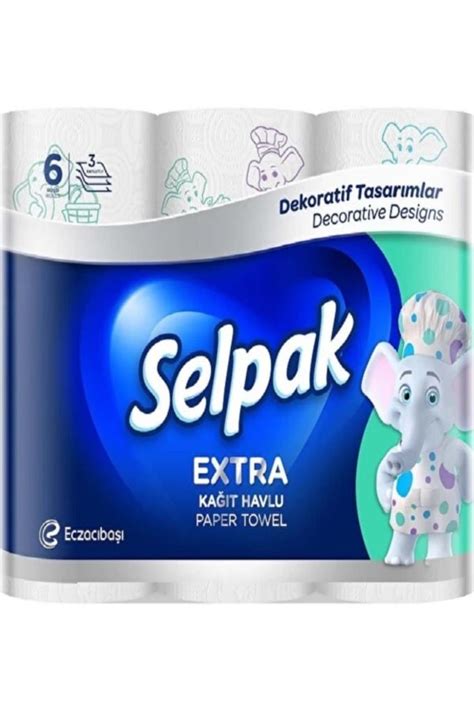 Selpak Extra Havlu 6 lı 3 Katlı Desenli Marko Süpermarket