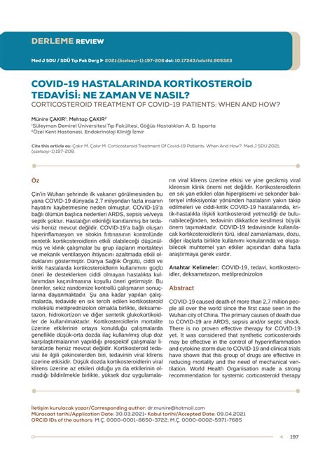 PDF COVID 19 HASTALARINDA KORTİKOSTEROİD TEDAVİSİ NE ZAMAN VE NASIL