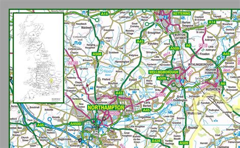 1100000 Detailed Map Of Bedfordshire A County In The East Of England