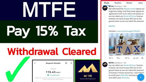 MTFE Latest Announcement 15 Tax Pay Withdrawal Started MTFE New