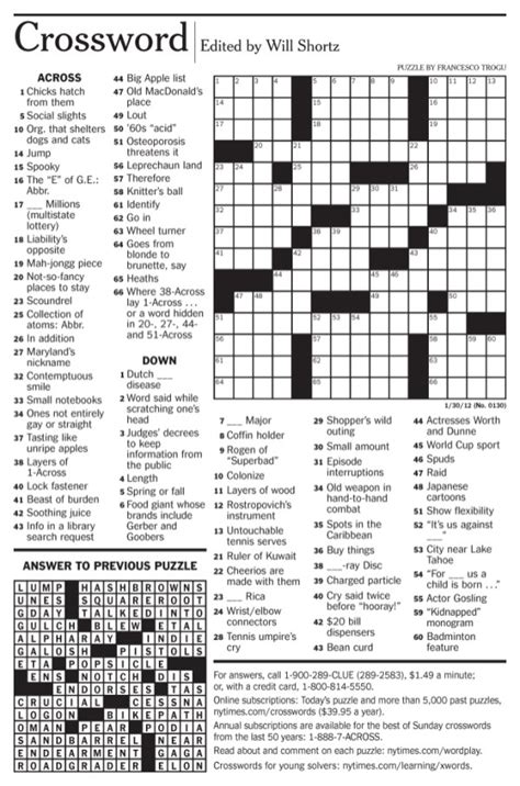 Printable Ny Times Crossword Puzzles - FreePrintable.me