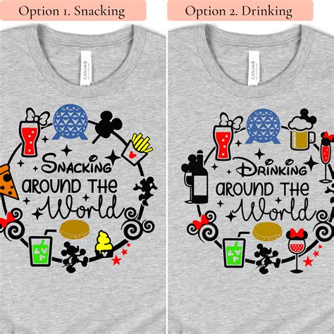 Snacking Around The World Epcot Food Wine Shirts Drinking Etsy