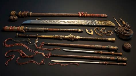 Premium Photo | A photo of a set of martial arts weapons