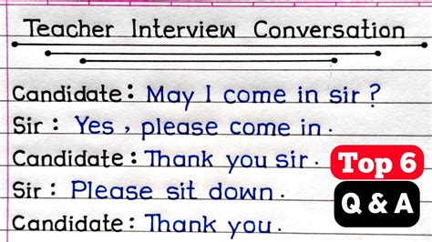 Teacher Interview Questions And Answers Job Interview Conversation In