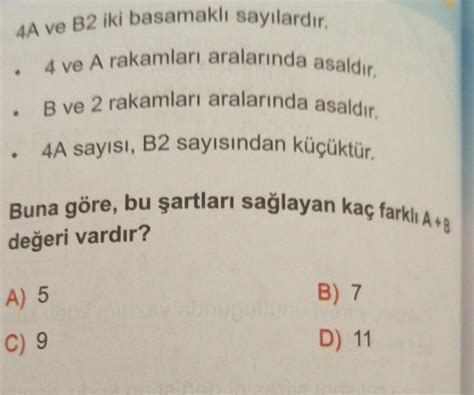 3 4a Ve B2 Iki Basamaklı Sayılardır 4 Ve A Rakamları Aralarında Asaldır B Ve 2 Rakamları