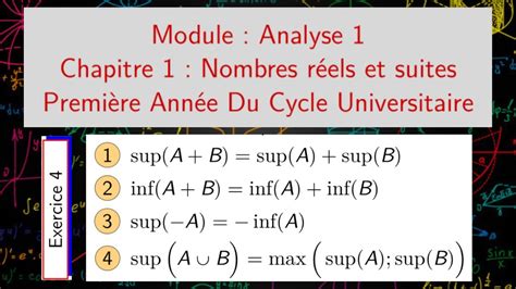 Analyse 1 Exercice 4 Borne supérieure et borne inférieure Nombres