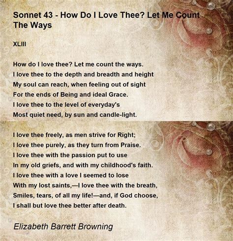 Sonnet 43 How Do I Love Thee Let Me Count The Ways Sonnet 43 How