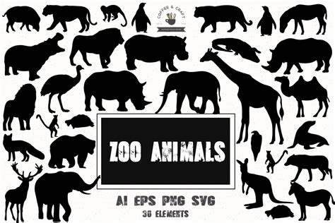 Zoo animals silhouettes