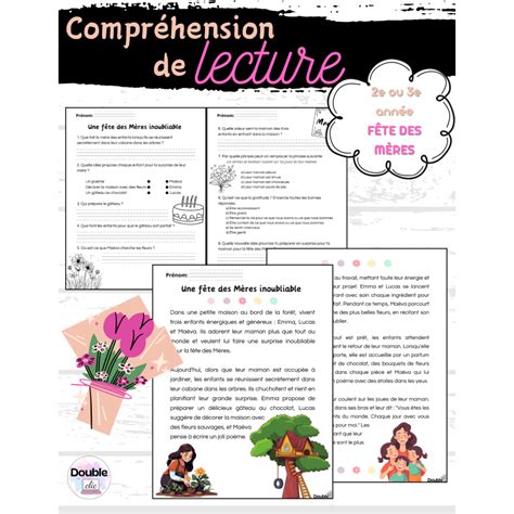 Compréhension de lecture Fête des Mères