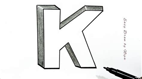 How To Draw 3d Letter K 3d Drawing Youtube