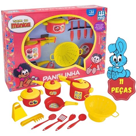 Kit Jogo de Panelinhas Infantil Turma da Mônica Amarelo e Vermelho