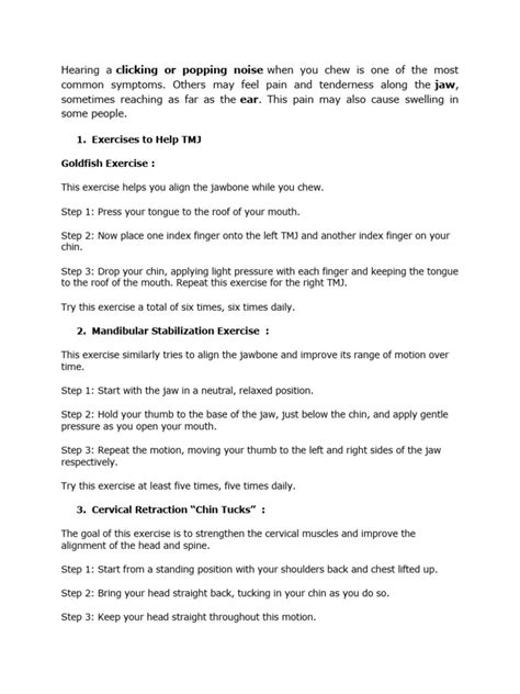 TMJ Exercises Guide | PDF | Tongue | Human Anatomy