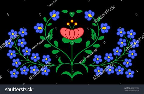 Traditional Hungarian Folk Embroidery Pattern Isolated Stock Vector