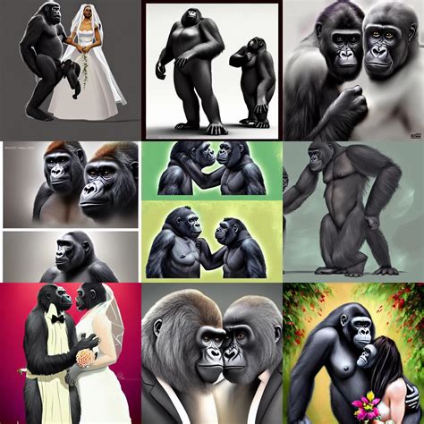 Two Gorillas Getting Married Digital Art Concept Stable Diffusion