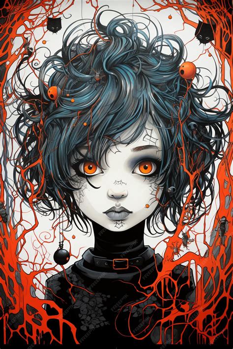 Premium Photo Anime Art Of A Woman With Blue Hair And Orange Eyes